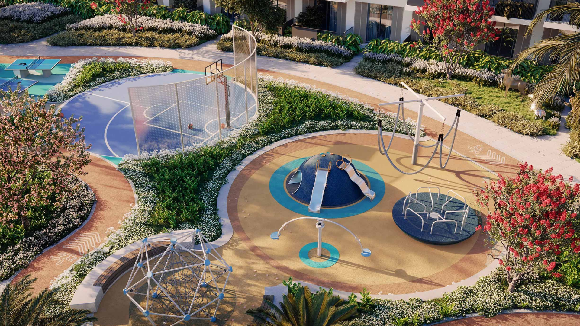 Colorful and safe children's outdoor play zone