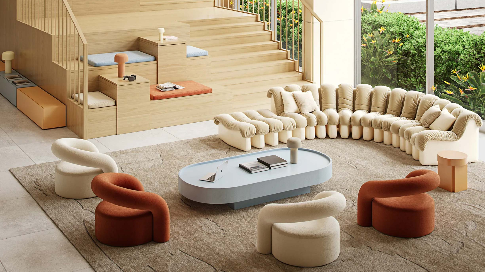 Elegant duplex layout featuring double-height ceilings