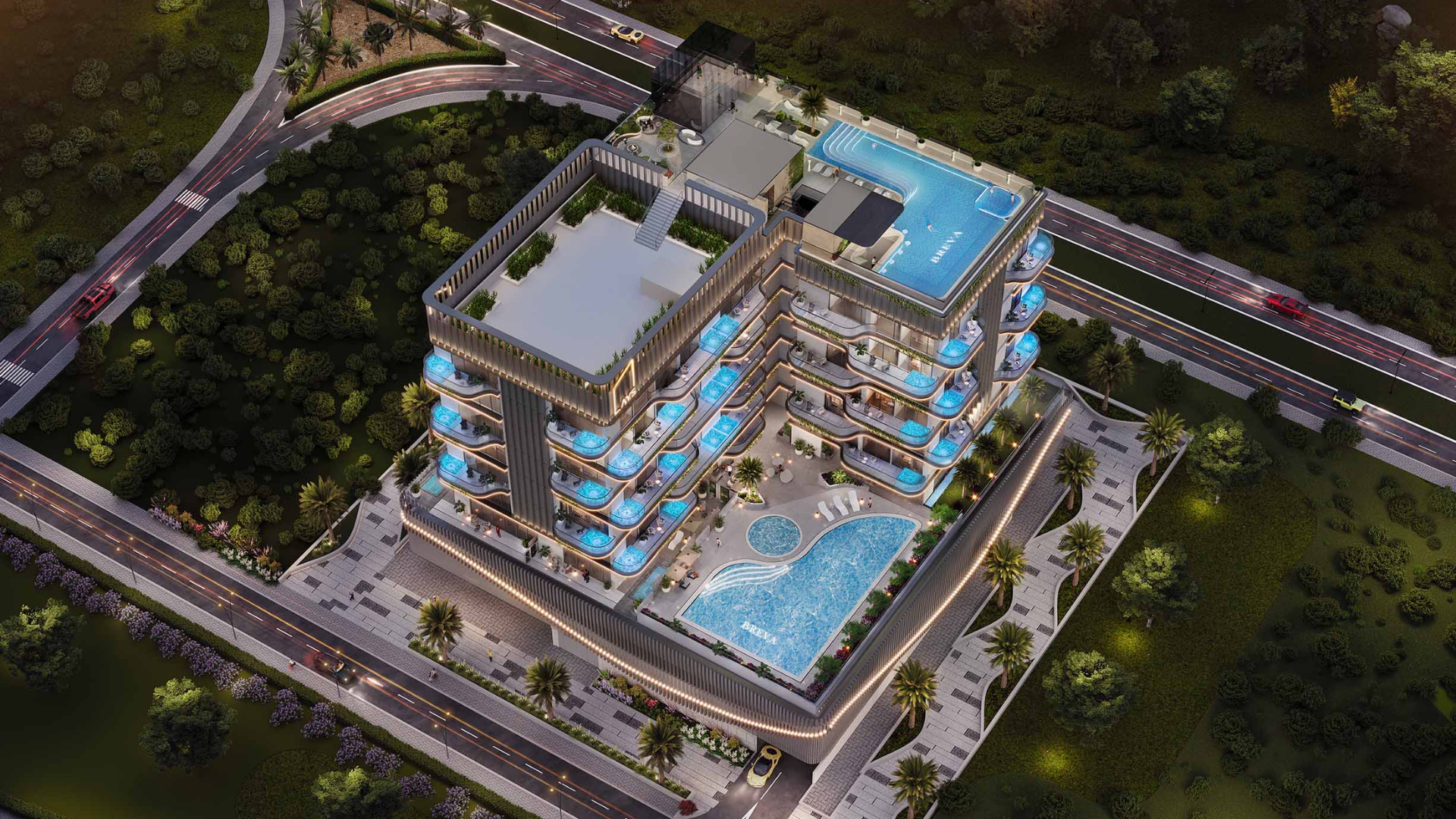 Breva apartment building near beachfront promenade