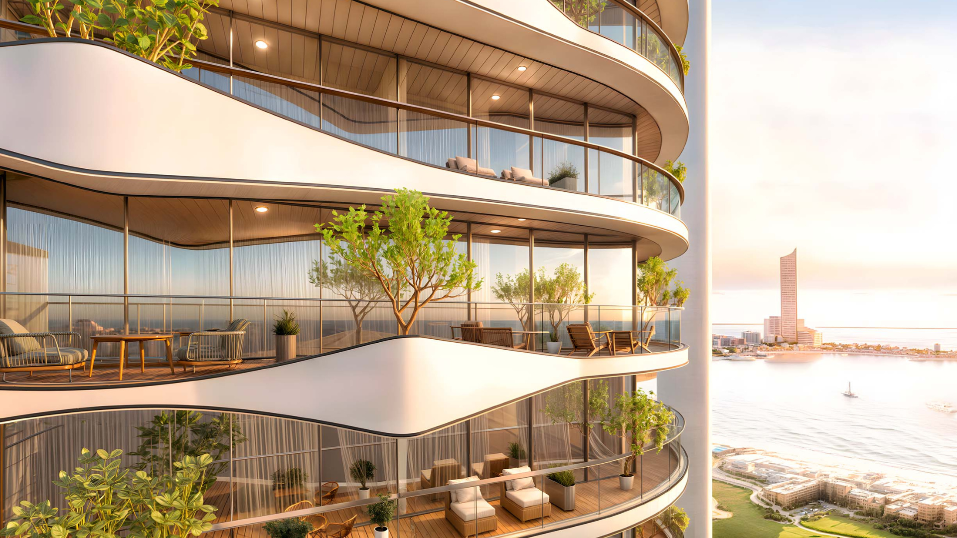 Colibri Views apartment living room featuring sleek furniture and large windows