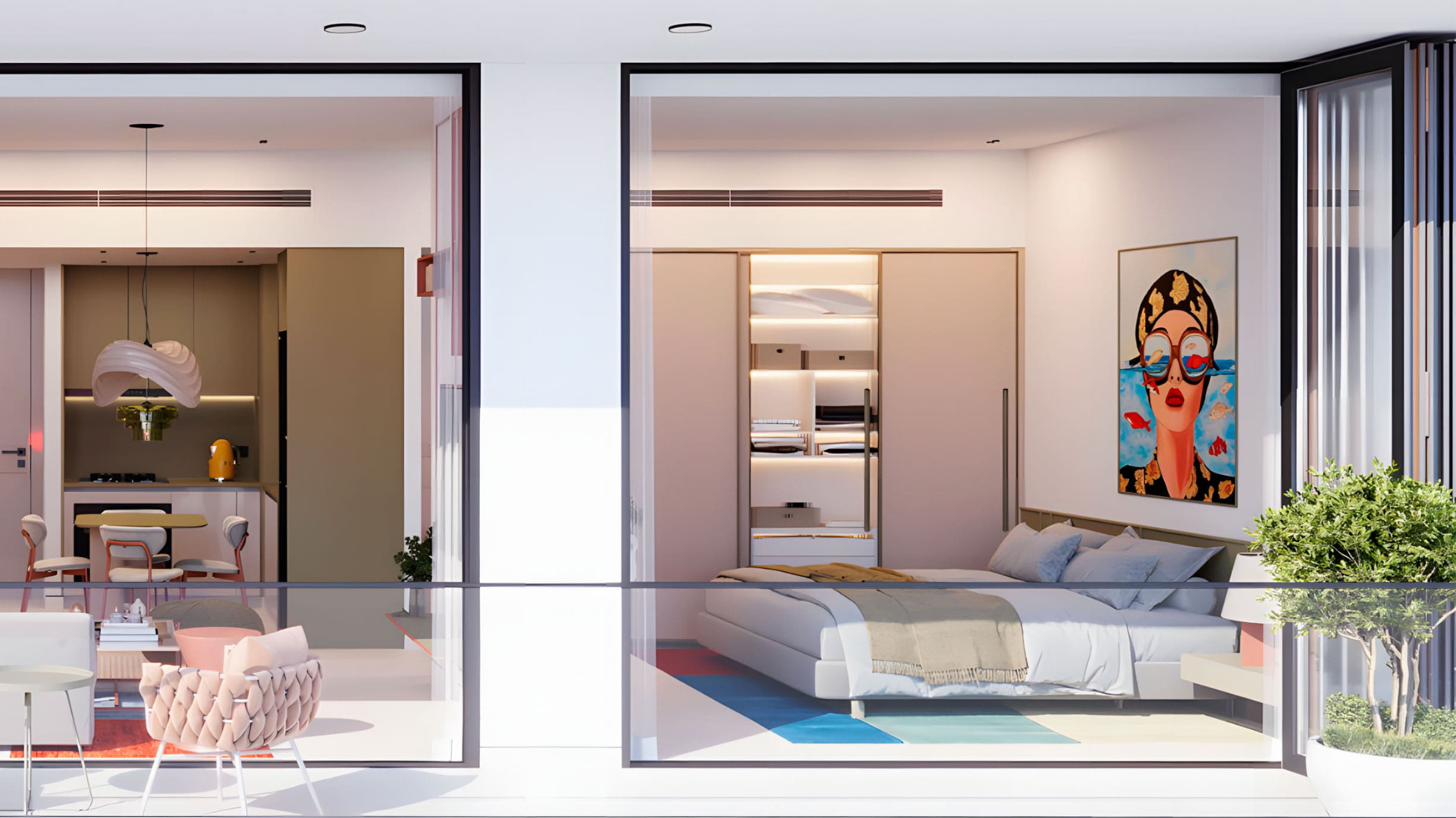 Bright bedroom with modern furniture at Colibri Views