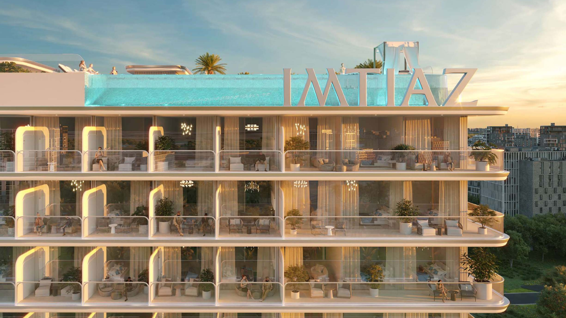 Outdoor pool with relaxing sun loungers and clear blue water