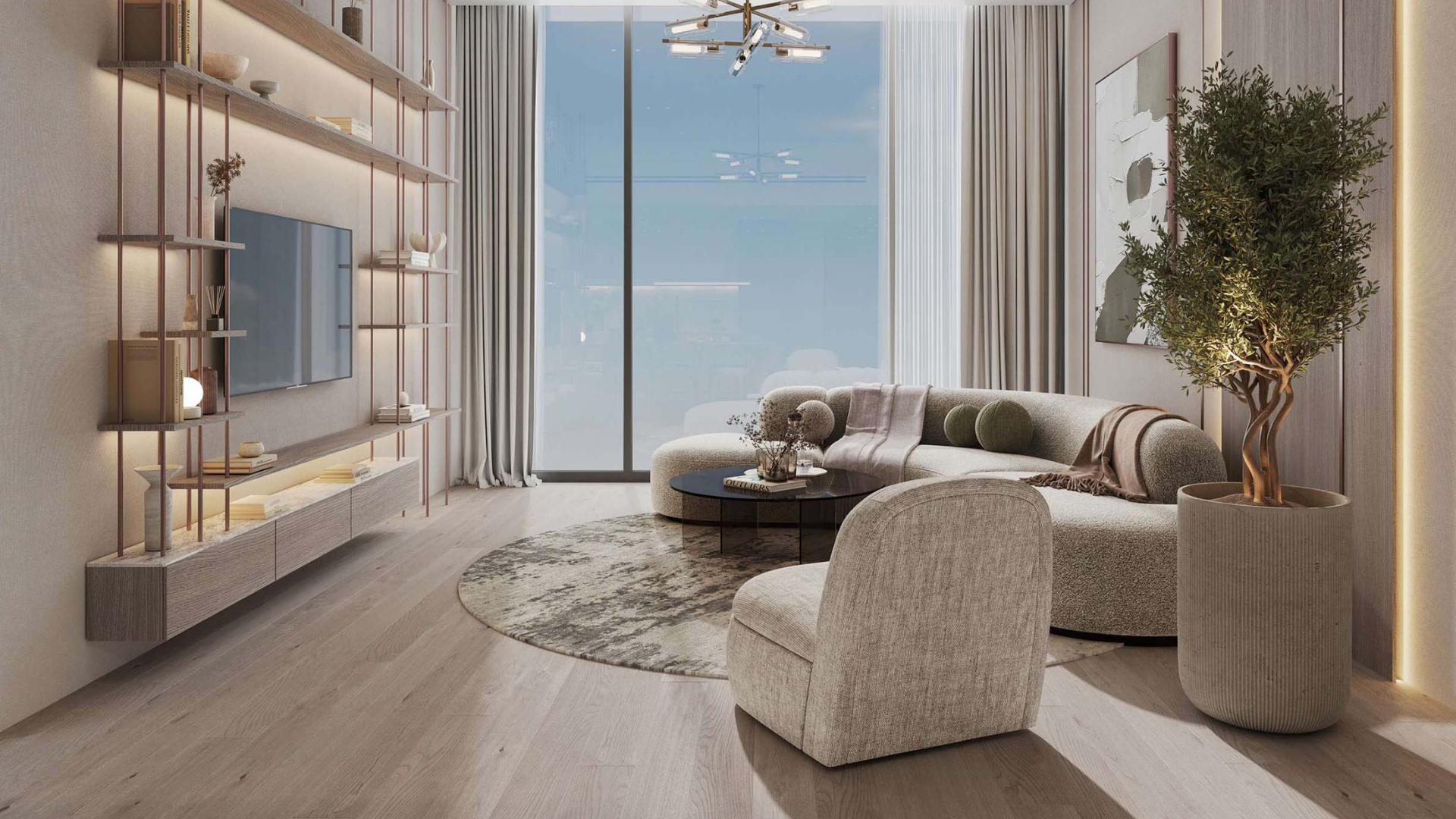 Contemporary building facade with clean lines and private balconies