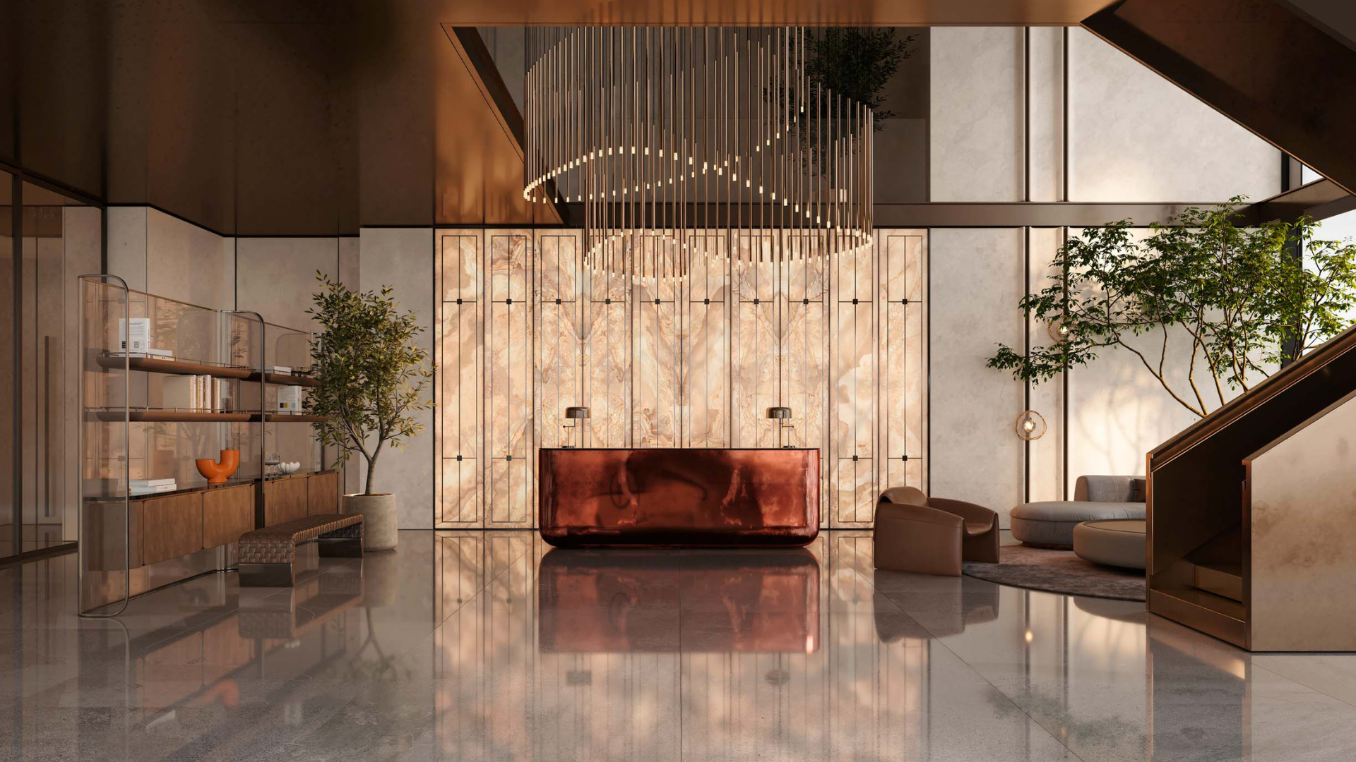 Elegant duplex apartment with open-plan living and large windows