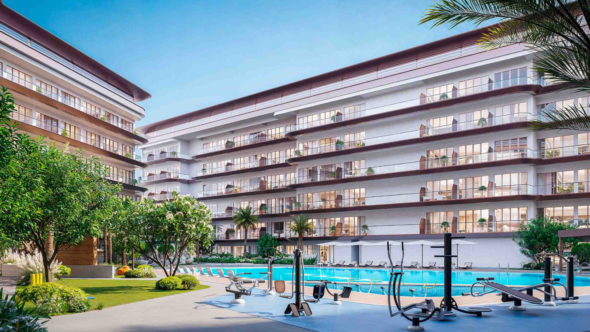 Private balcony with views of Dubai South skyline