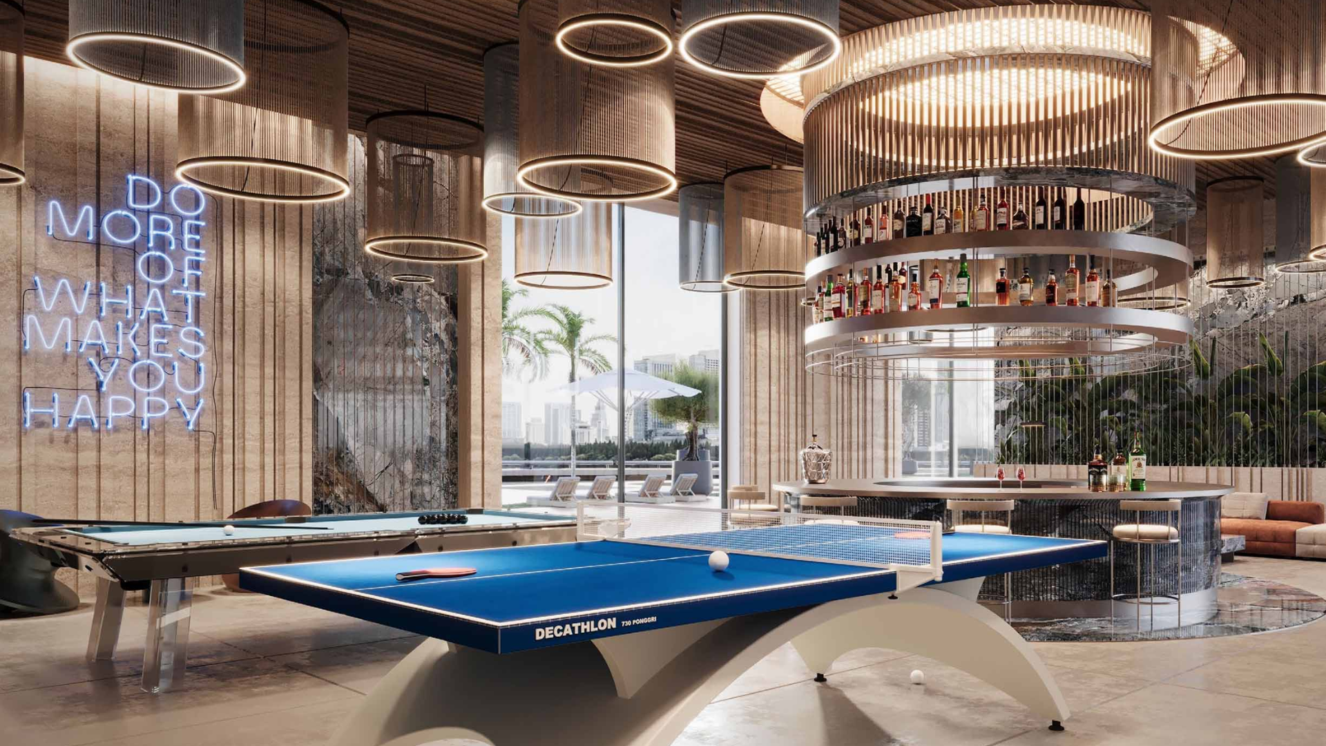 Welcoming lobby with luxury finishes and seating