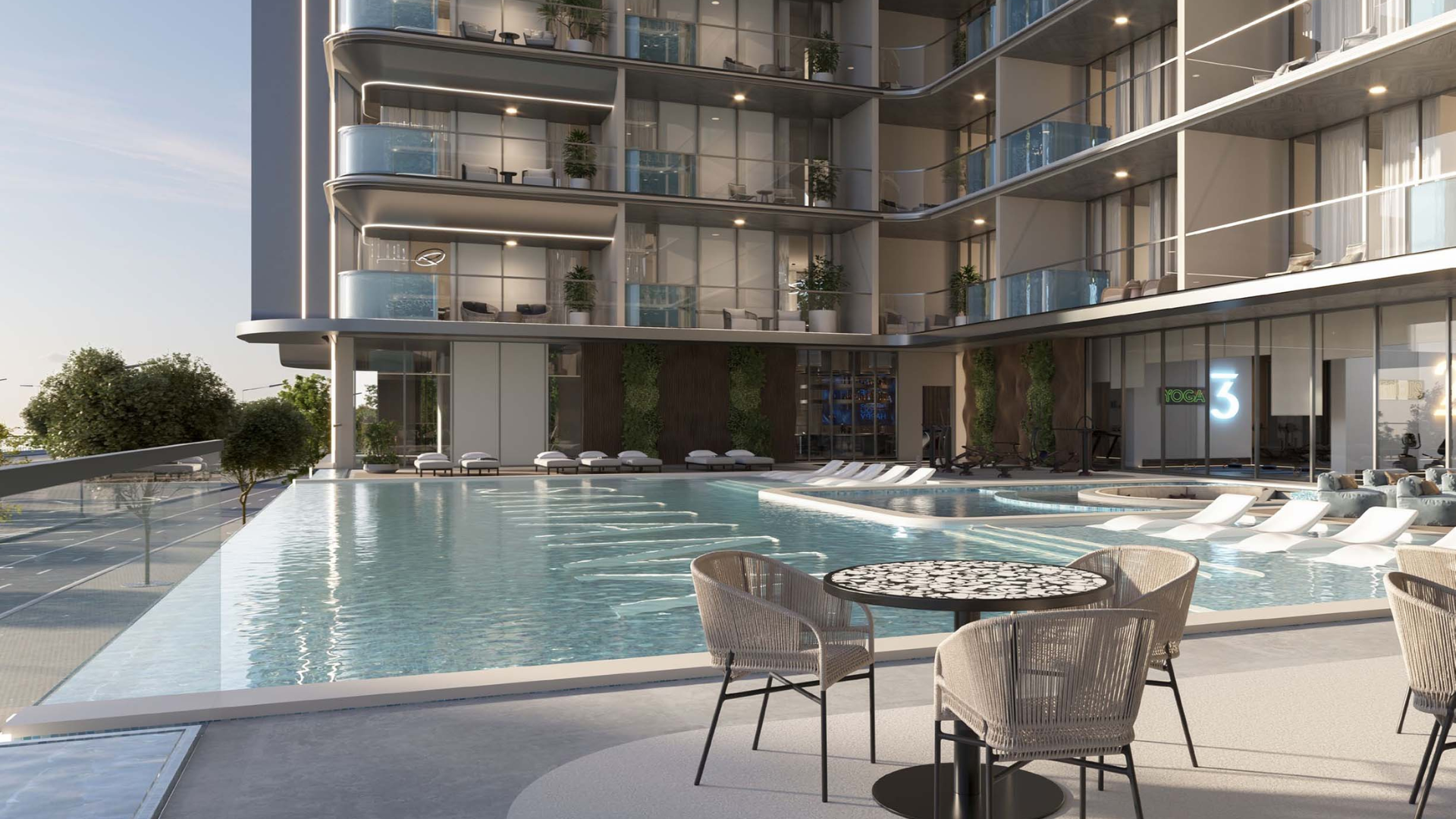 Rooftop pool deck at Samana Sky Views tower