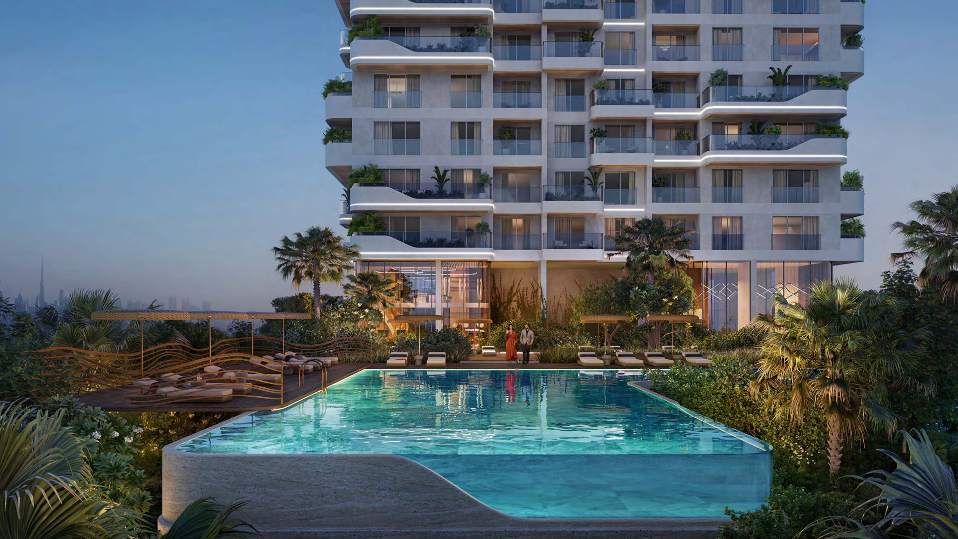 View from upper floor overlooking Dubai skyline