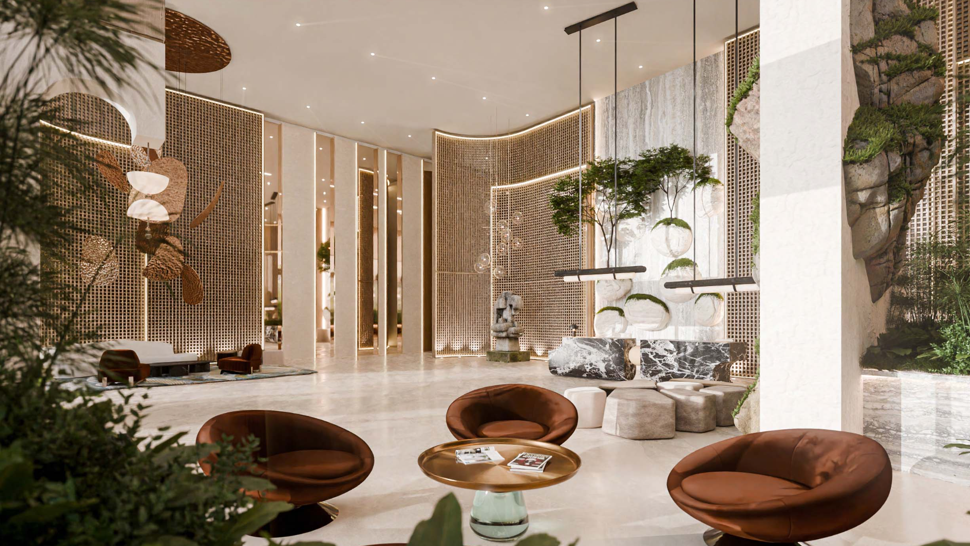 Bright living area with natural light and coastal backdrop