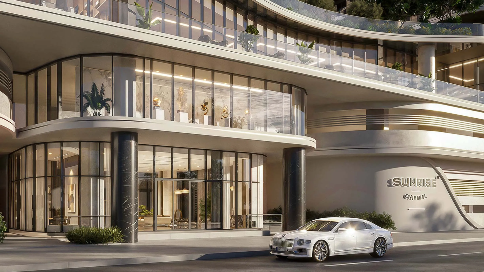 The elegant main entrance of the Bellagio building, featuring a welcoming and stylish design.