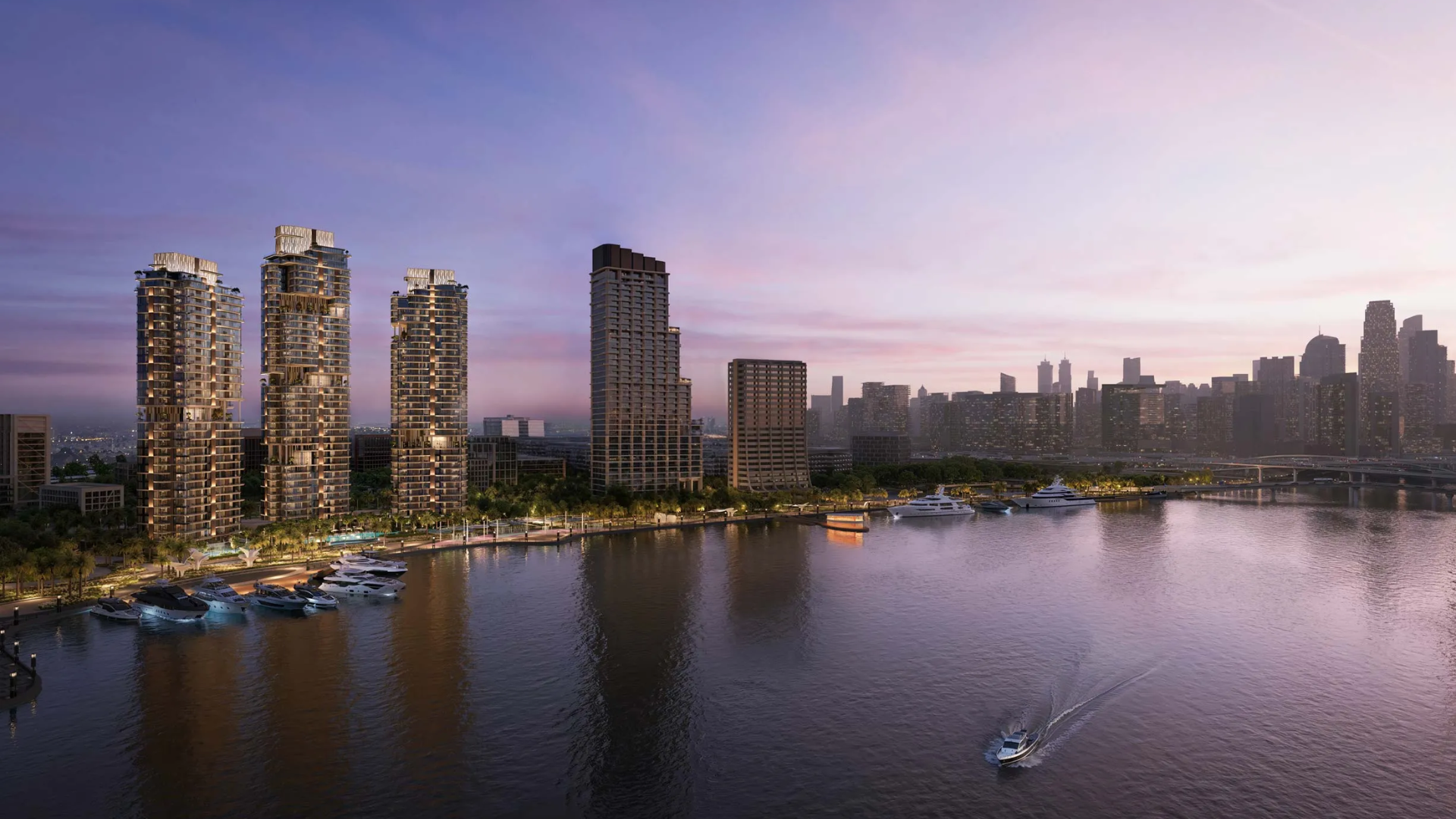 Modern gymnasium at The Edit at d3, with high-end equipment and large windows overlooking the waterfront.